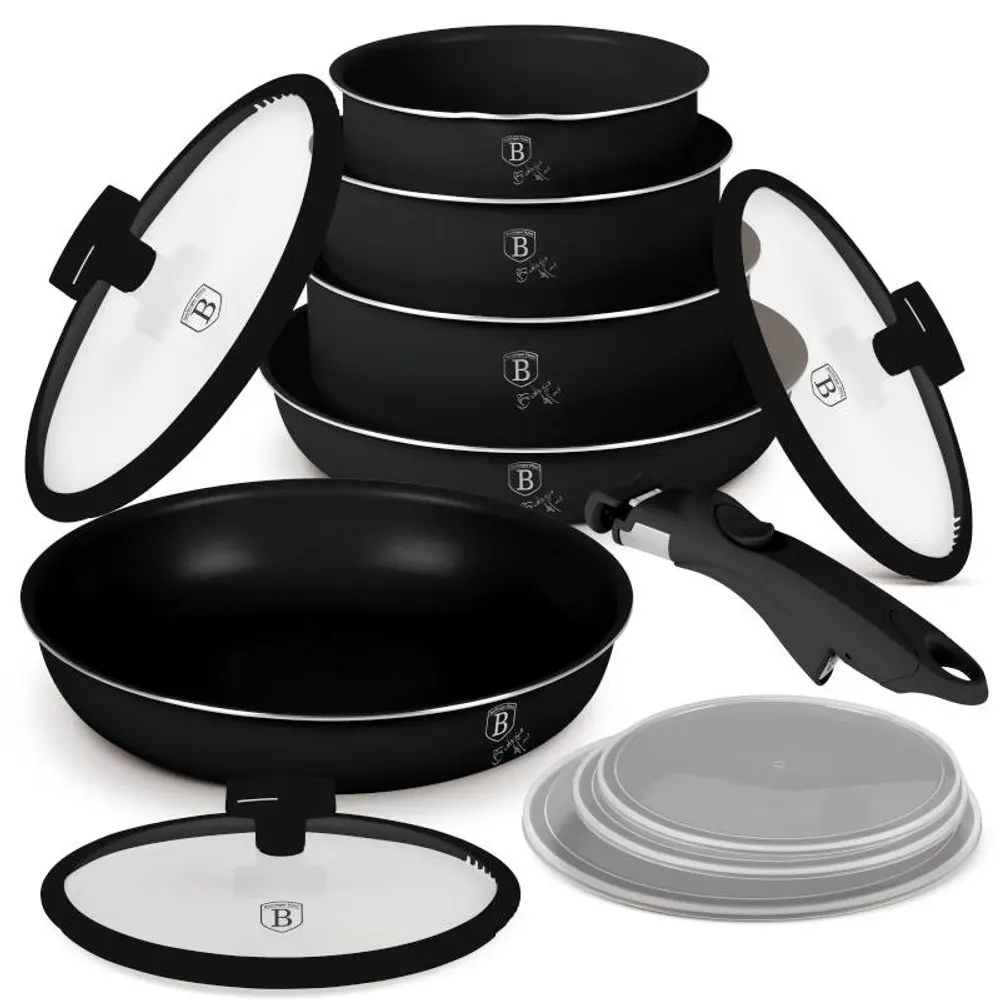 BERLINGERHAUS Sada nádobí s titanovým povrchem 12 ks Matte Black Collection BH-8248