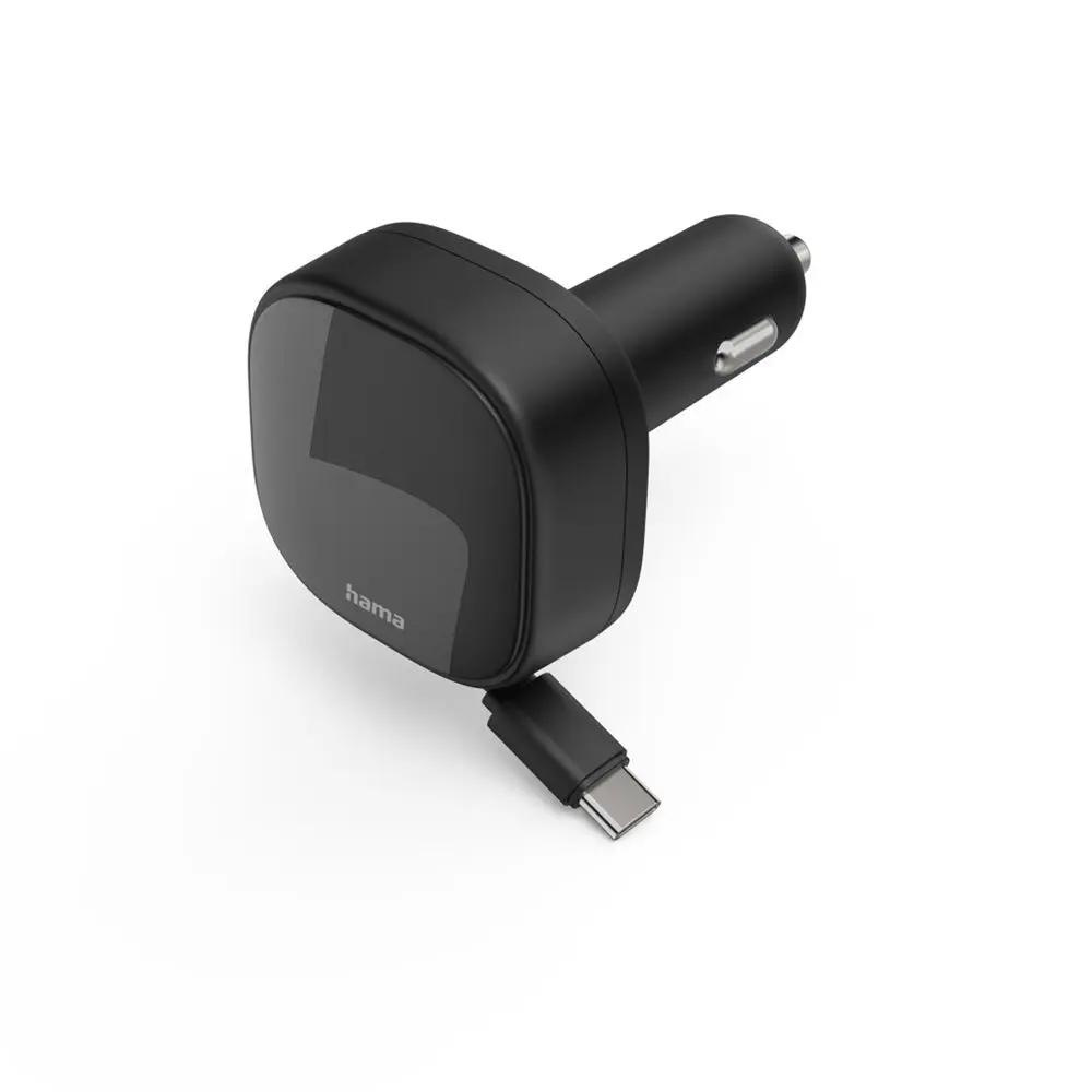 Hama rychlá USB nabíječka do vozidla, 2x USB-C, PD 30 W, navíjecí kabel