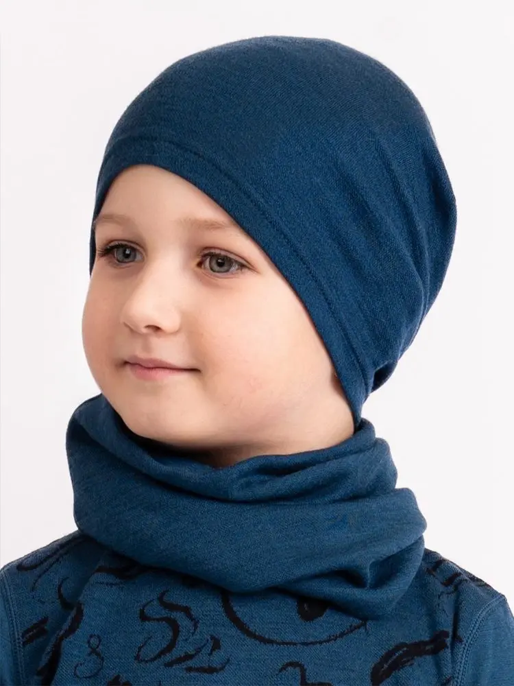 Unuo, Dětská merino čepice Homeless, Petrolejová - S (45-48 cm) - 1-3 roky