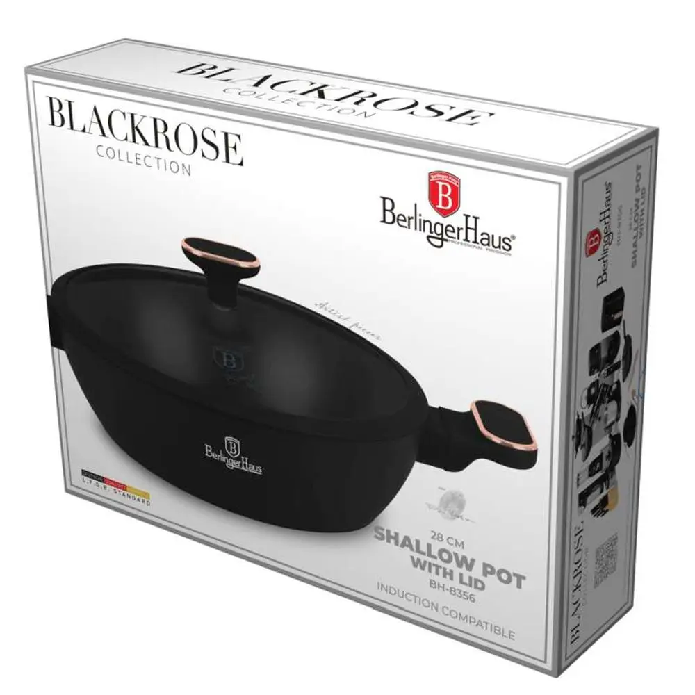 BERLINGERHAUS Pánev hluboká s titanovým povrchem a poklicí 28 cm Black Rose Collection BH-8356