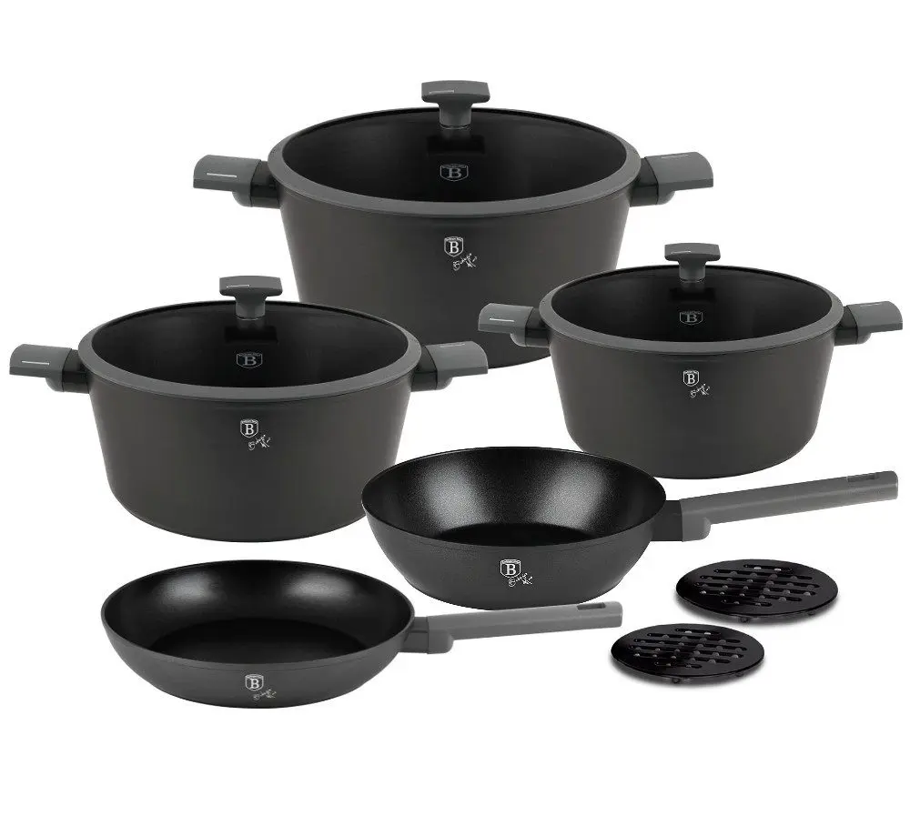 BERLINGERHAUS Sada nádobí s titanovým povrchem 10 ks Antracit Collection BH-8140