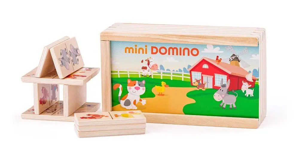 Domino - Mini zvířata dřevěné, 28ks (Woody)