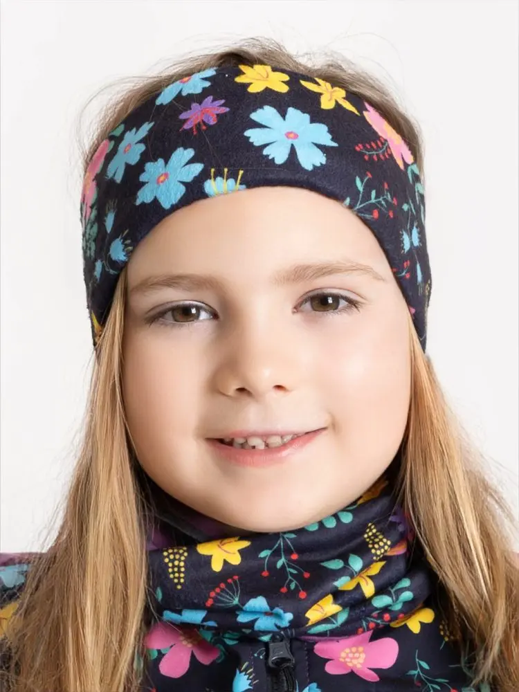 Dětská čelenka UNUO fleecová Elise, Kytičky Velikost