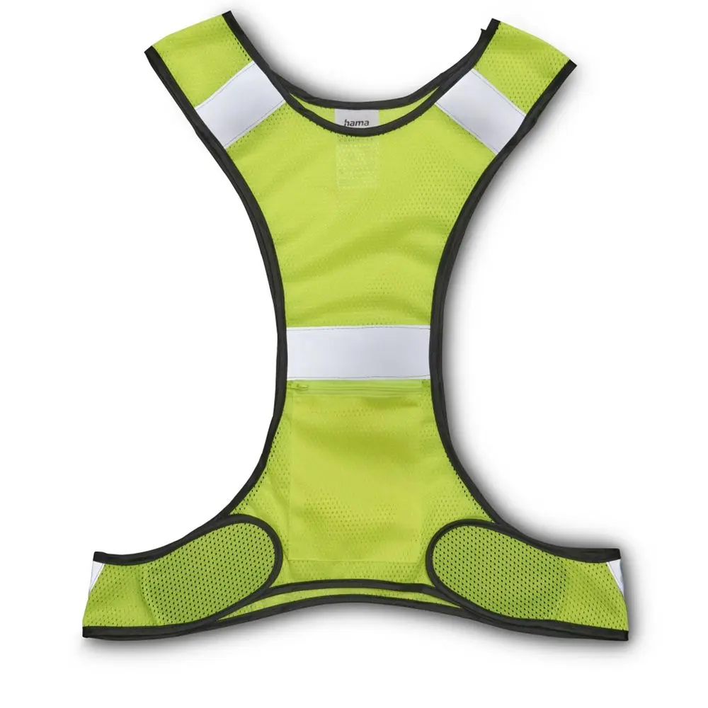 Hama reflexní vesta pro běžce/chodce/cyklisty, kapsa na zip, nastavitelná velikost, neonově žlutá