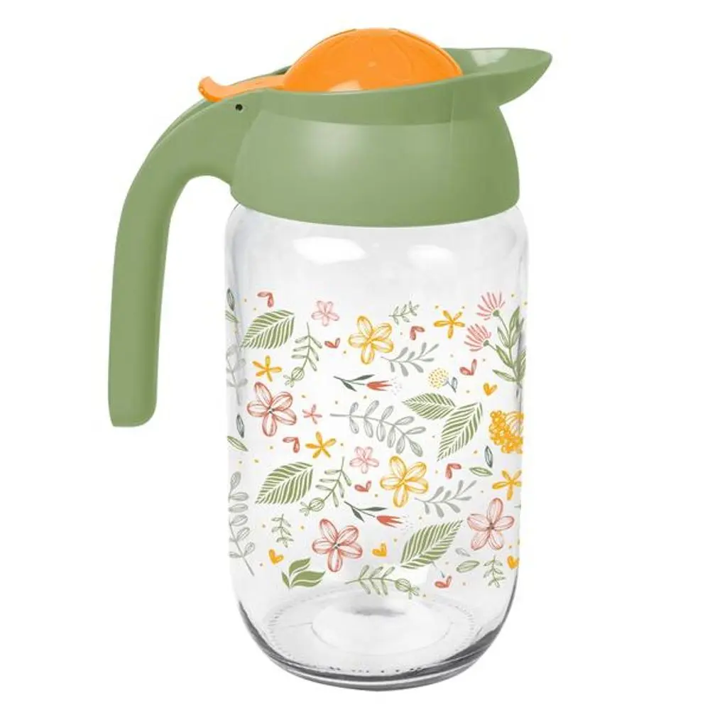 Skleněný džbán s víčkem TORO 1,5l botanica