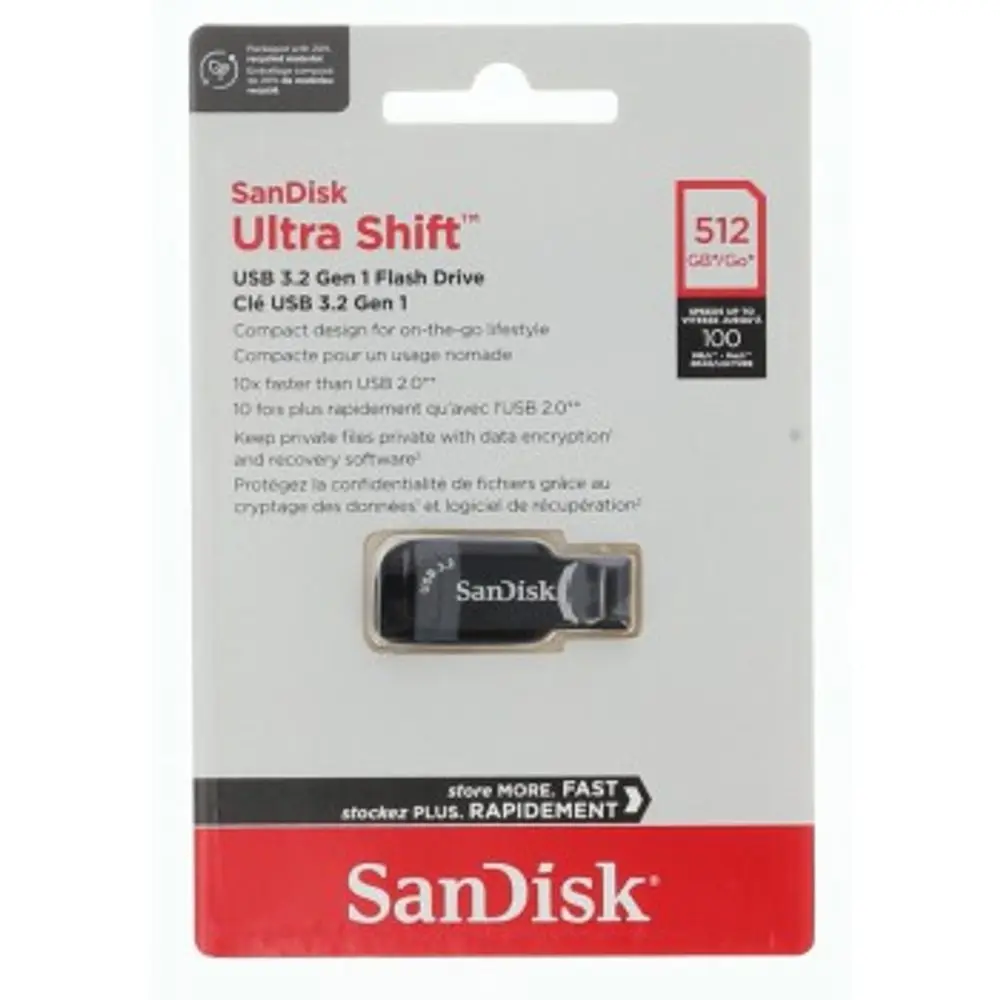 SanDisk Ultra Shift USB-A 3.0-Flashdrive, 512 GB
