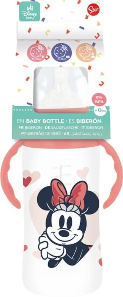 STOR Kojenecká láhev s uchy 360ml MINNIE