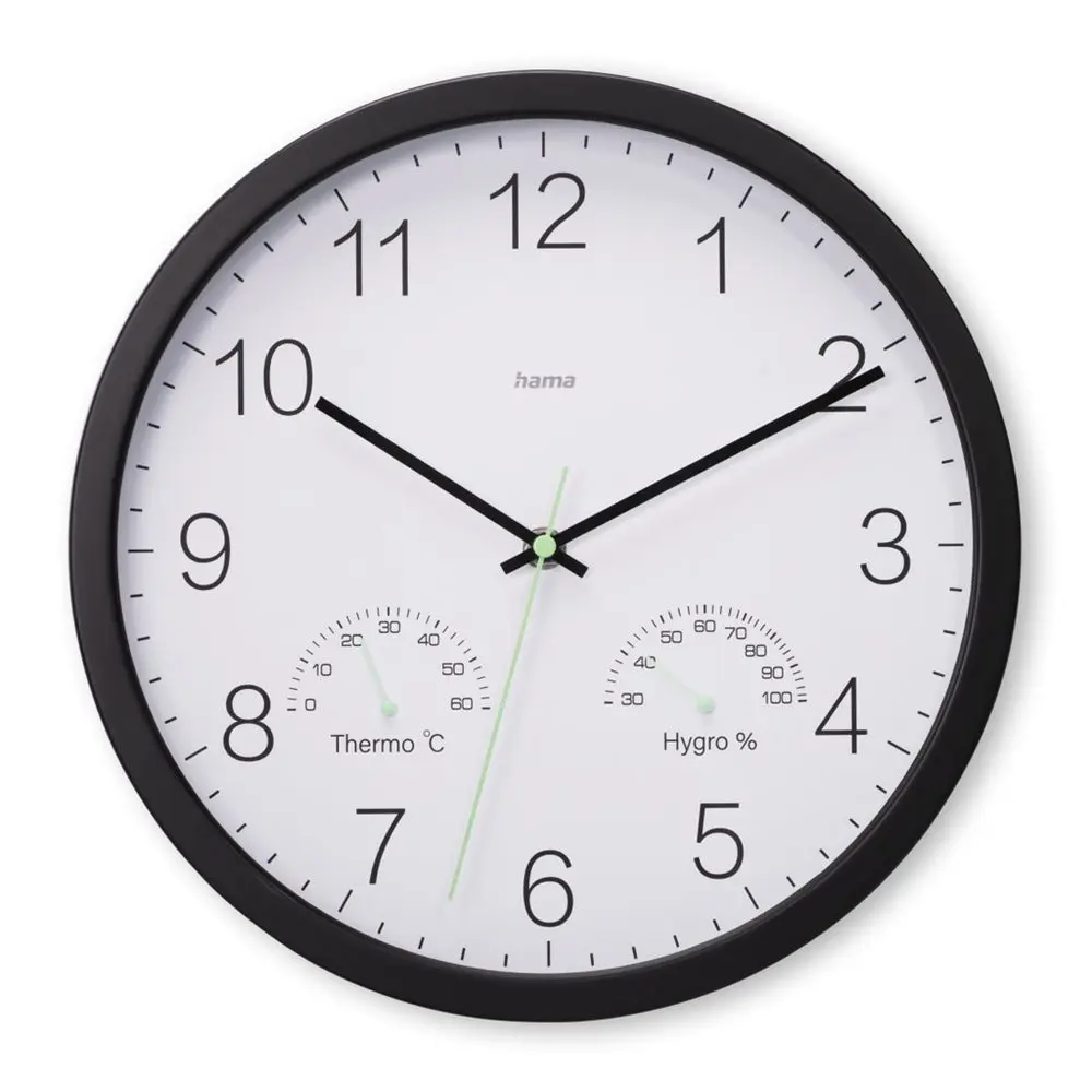 Hama Fiji, nástěnné hodiny řízené rádiovým signálem, průměr 30 cm, tichý chod, kartáčovaný hliník