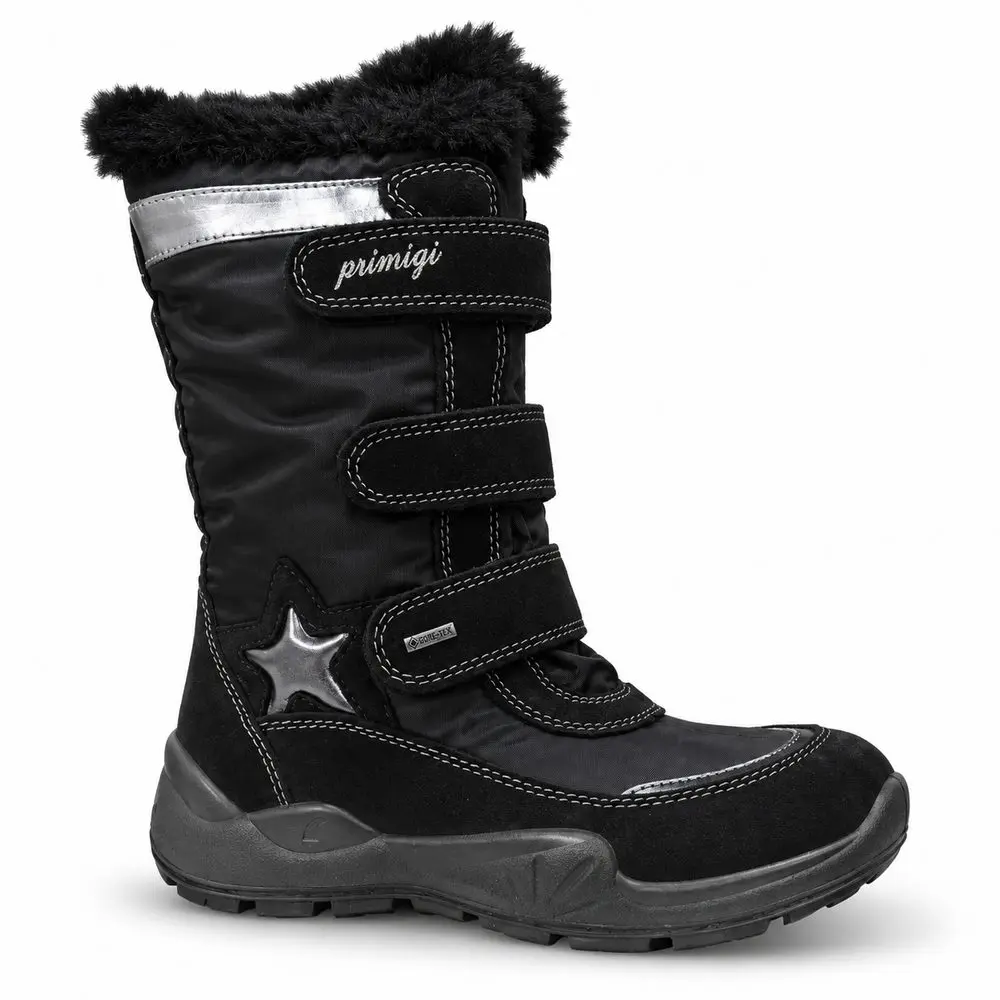 Primigi GORE-TEX dívčí zimní boty černé se stříbrnou hvězdou -