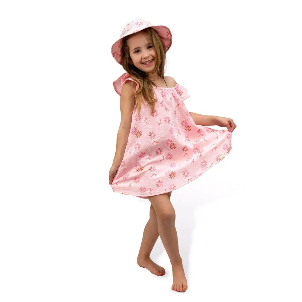 ESITO Dívčí mušelínové šaty Flower - růžová / 80 - 86 - 116 - 122 růžová