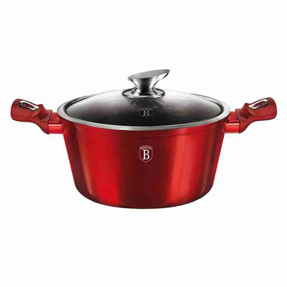 BERLINGERHAUS Kastrol s mramorovým povrchem a poklicí 30 cm Burgundy Metallic Line BH-6192