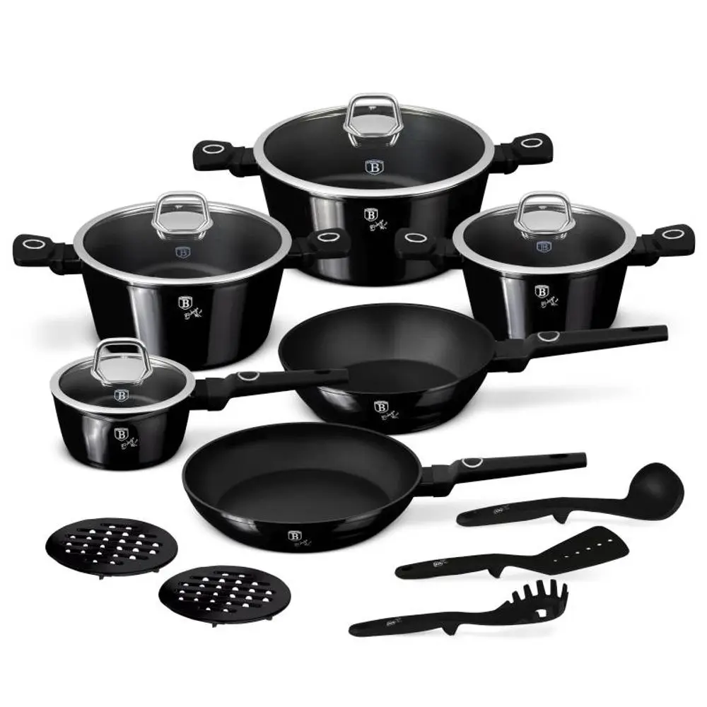 BERLINGERHAUS Sada nádobí s titanovým povrchem 15 ks Black Vantage Collection BH-8232