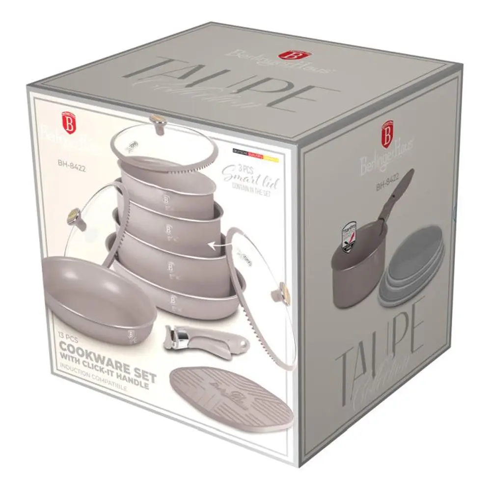 BERLINGERHAUS Sada nádobí s titanovým povrchem 13 kusů Taupe Nordic Collection BH-8422