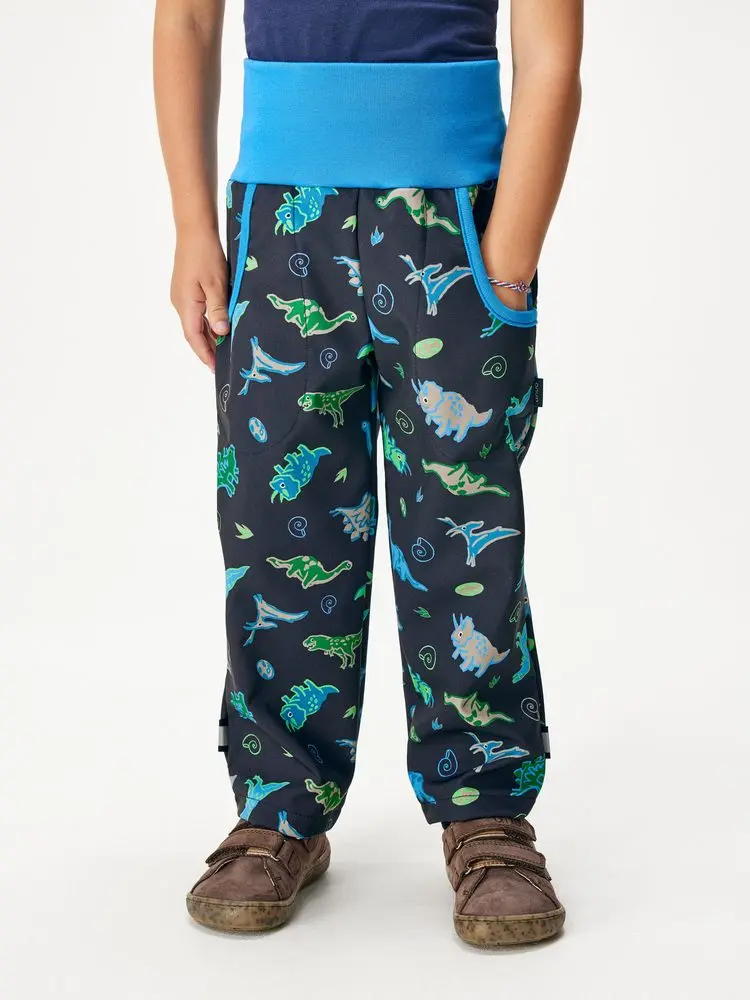 Dětské softshellové kalhoty s fleecem Basic, Navy, Dino