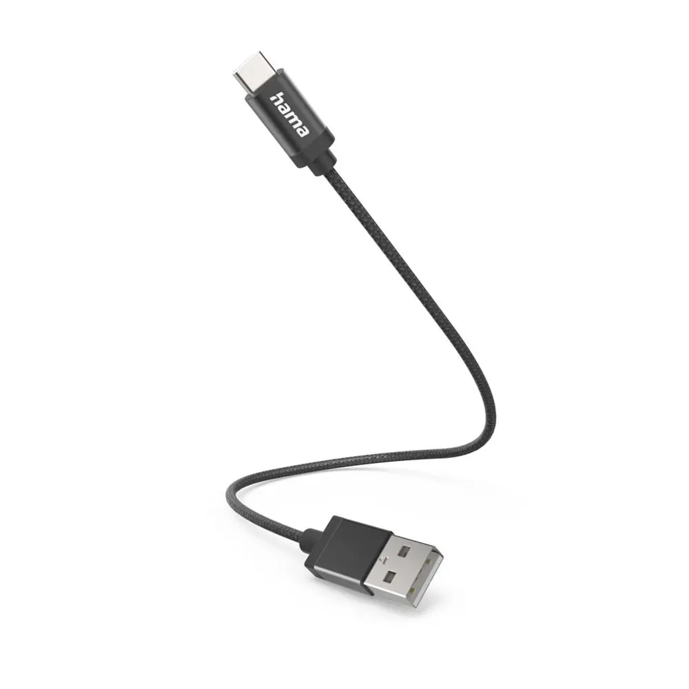 Hama kabel USB-C 2.0 typ A-C 0,2 m, opletený, černý