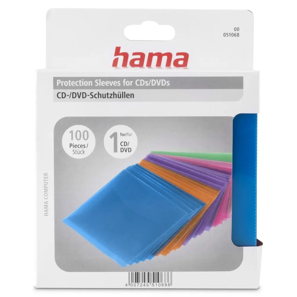 Hama ochranné obaly pro CD/DVD, polypropylen, barevné, balení 100 ks (cena za balení)