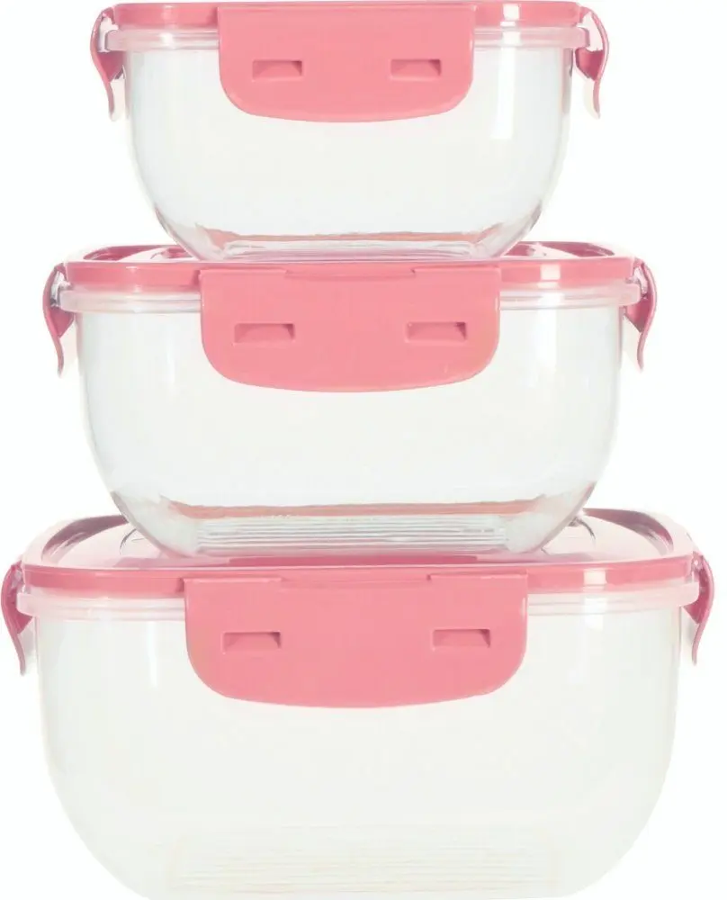 EXCELLENT HOUSEWARE Dóza na potraviny 3 ks růžová KO-024001550ruzo
