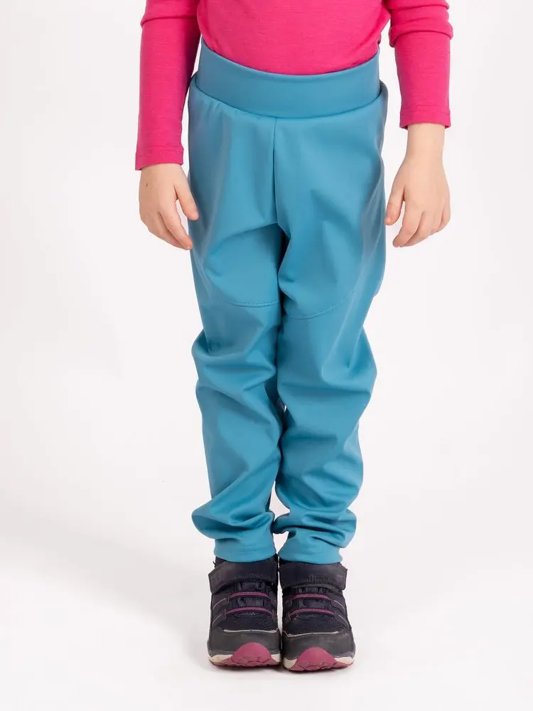 Unuo, Dětské softshellové kalhoty bez zateplení pružné Sporty, Smaragdová - 98/104 - 2-4 roky