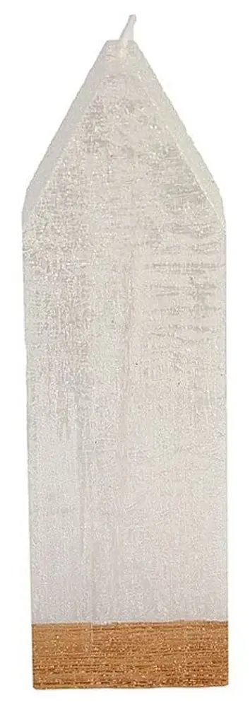 Svíčka rustik 50x50x160 DOMEČEK bílá/zlatá