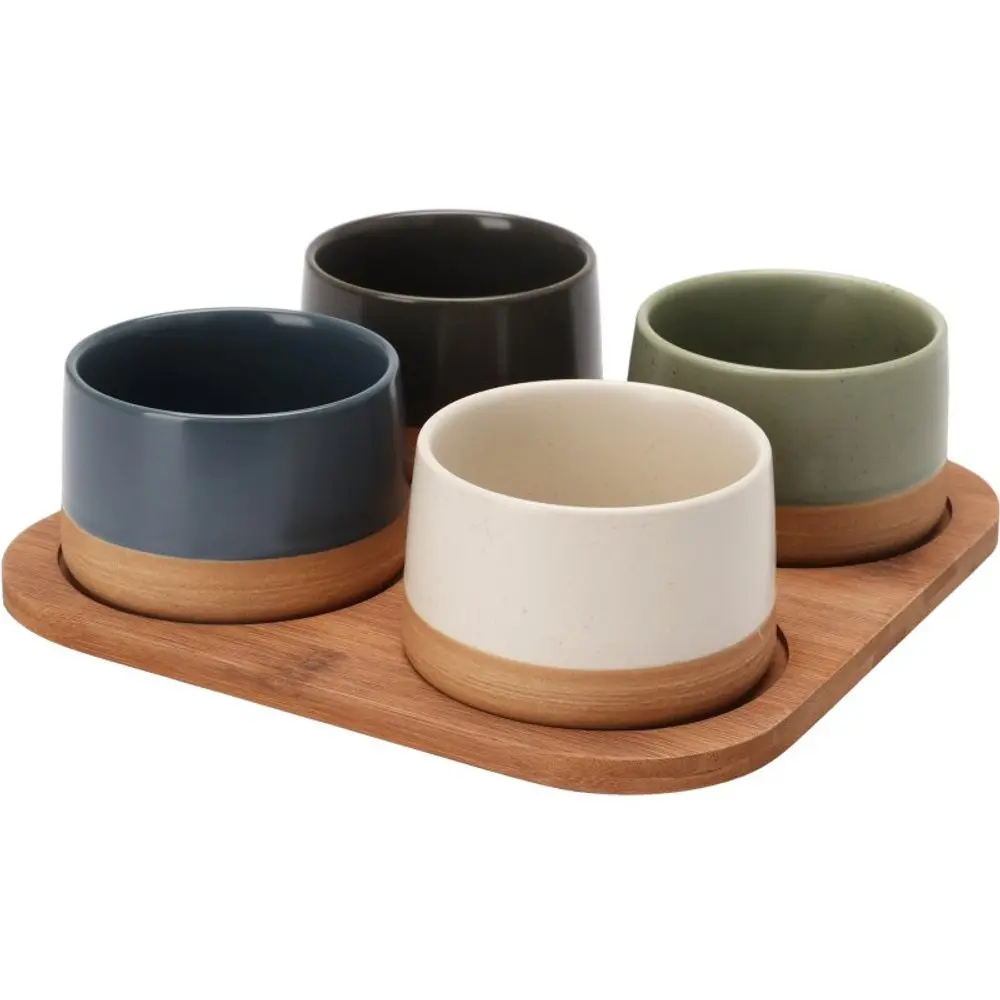EH Excellent Houseware Misky na občerstvení VOYO, 4 kusy na bambusovém podnose vícebarevný 210001090