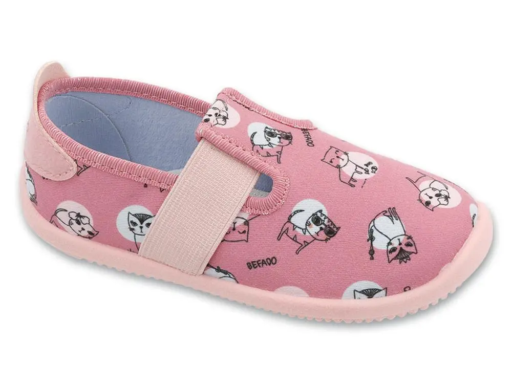 Befado Dívčí BAREFOOT domácí obuv Befado Softer - Kočky sv.růžové - 31