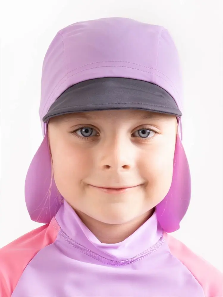 Unuo, Dětská kšiltovka s plachetkou a UV ochranou 50+, Lila - S (45-48 cm) - 1-3 roky
