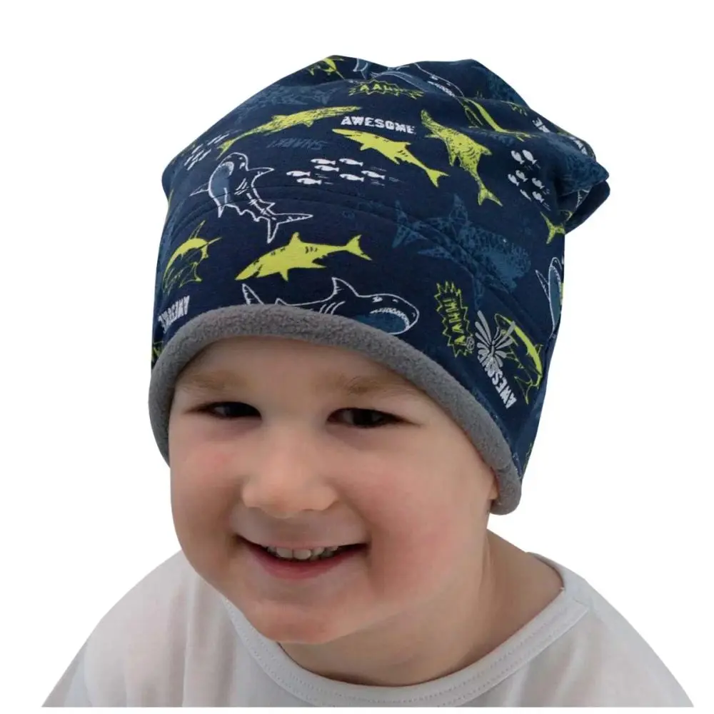 ESITO Zimní čepice spadená Shark - 42 modrá
