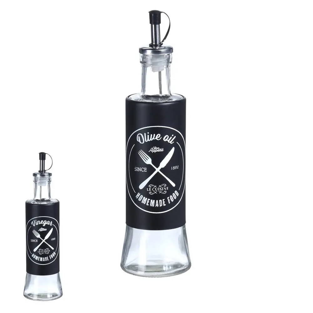 Excellent Houseware Sada skleněných láhví na olej a ocet 2x300 ml černá