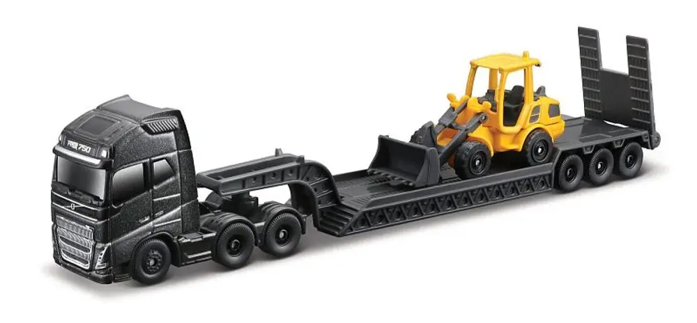 Maisto Mini pracovní stroje - Sada velkého tahače, Volvo FH16 with Volvo A25G, Dump Bed