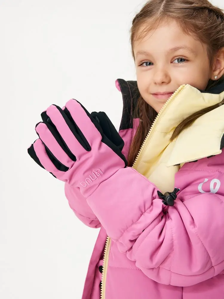 Dětské zimní rukavice UNUO prstové Ski, Růžová Velikost
