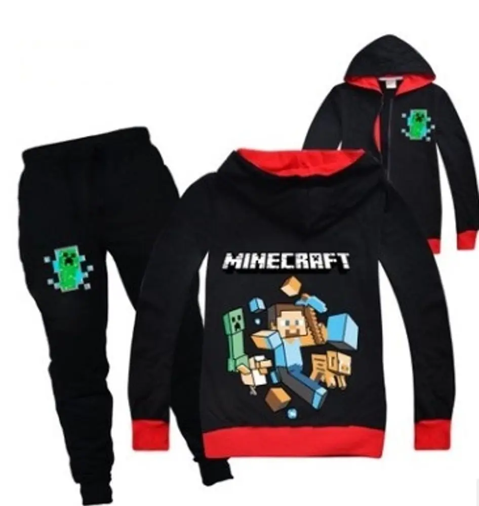Tepláková souprava MINECRAFT Mikina černá s kapucí + tepláky - 116/122