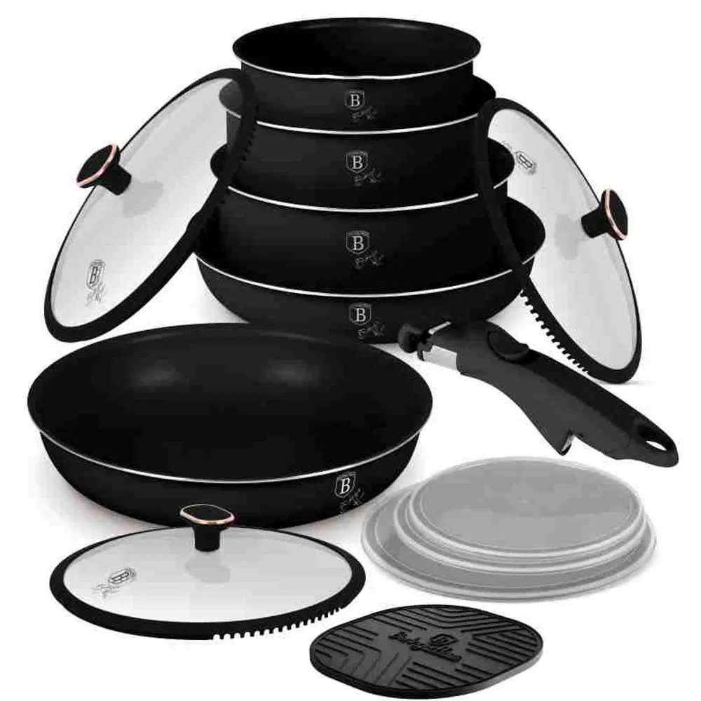 BERLINGERHAUS Sada nádobí s titanovým povrchem 13 ks Black Rose Collection BH-8419