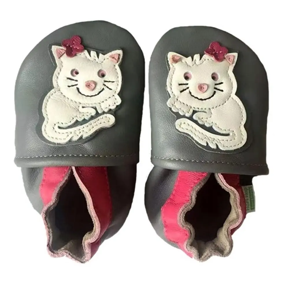 Hopi Hop Barefoot kožené capáčky - kočka bílá -
