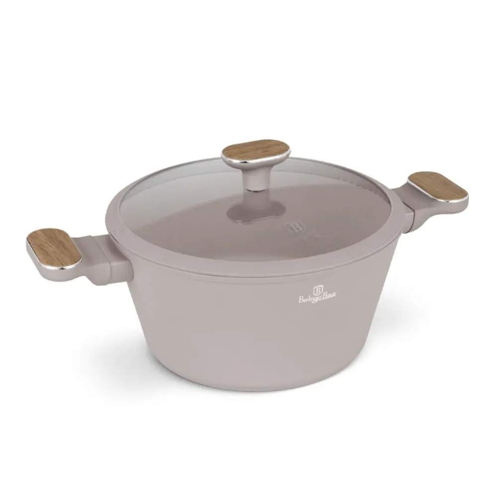 BERLINGERHAUS Kastrol s titanovým povrchem a poklicí 24 cm Taupe Nordic Collection BH-8339