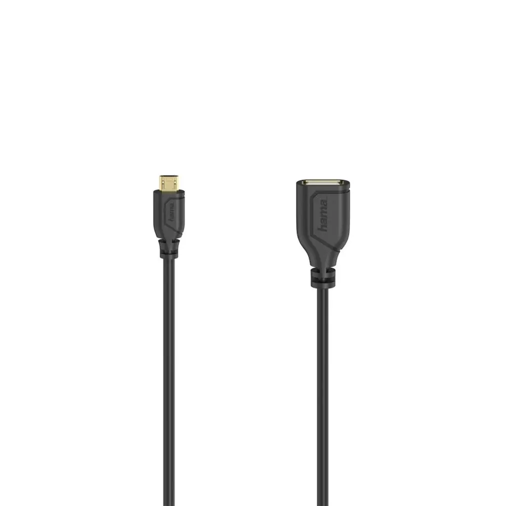 Hama redukce micro USB na USB-A (OTG), Flexi-Slim, oboustranný konektor, 15 cm, černá