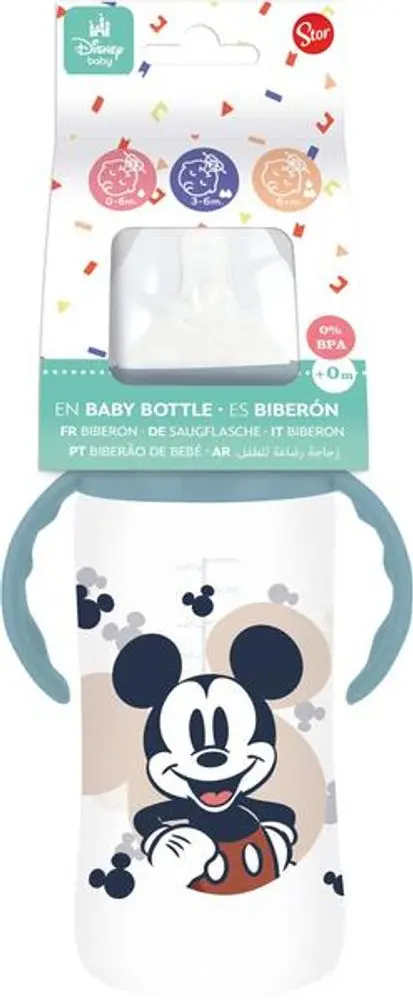 STOR Kojenecká láhev s uchy 360ml MICKEY