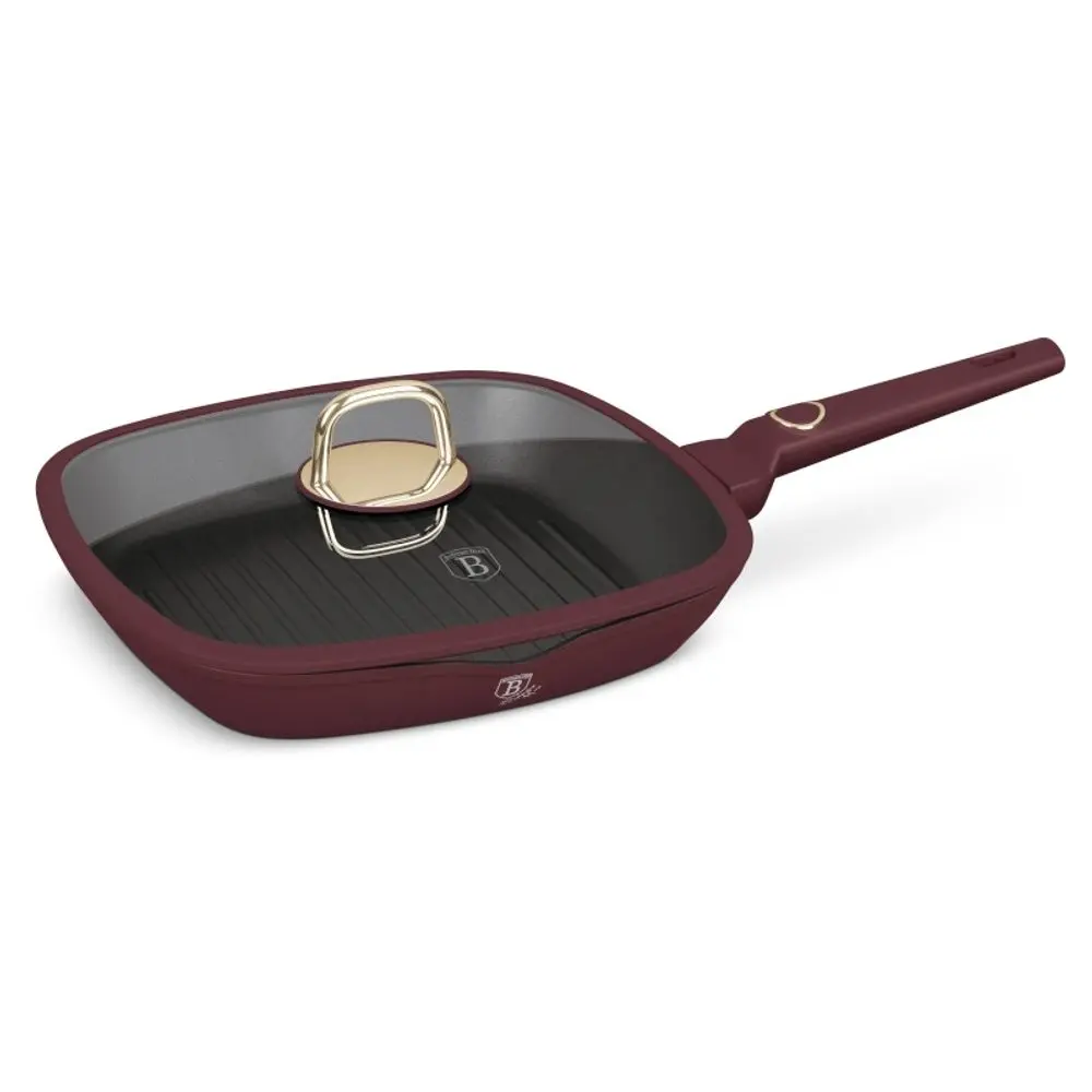BERLINGERHAUS Pánev grilovací s titanovým povrchem a poklicí 28 cm Leonardo Collection BH-8037