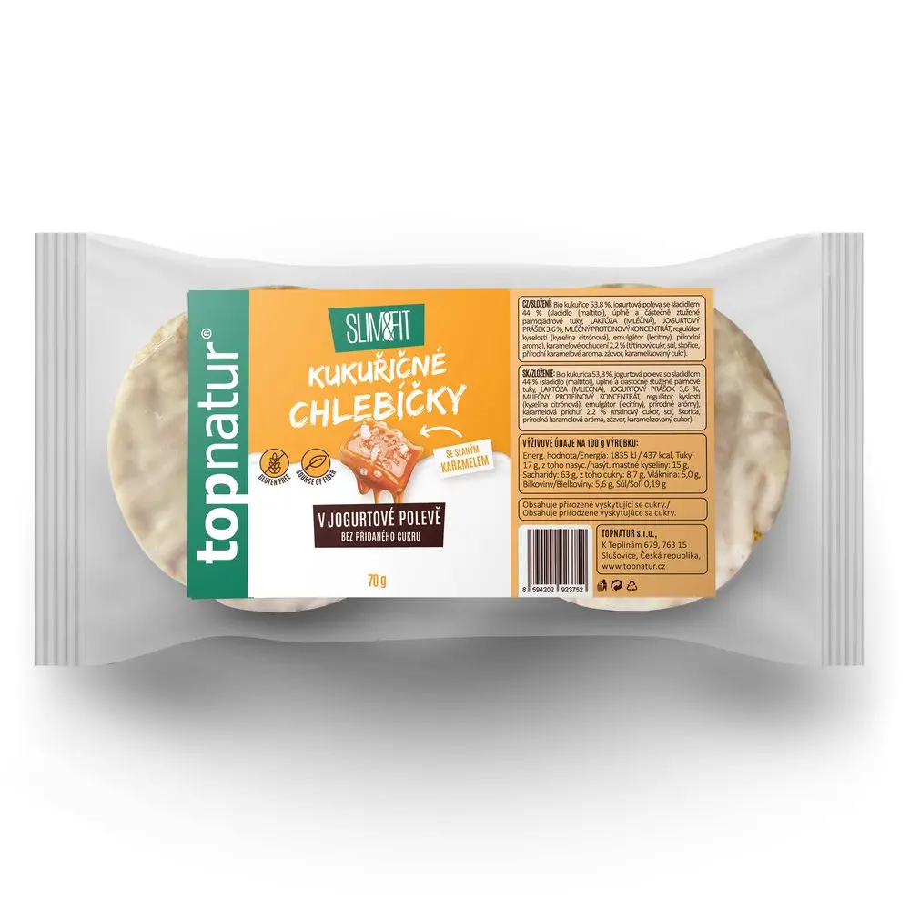 Slim&Fit Kukuřičné chlebíčky se slaným karamelem v jogurtové polevě 70g