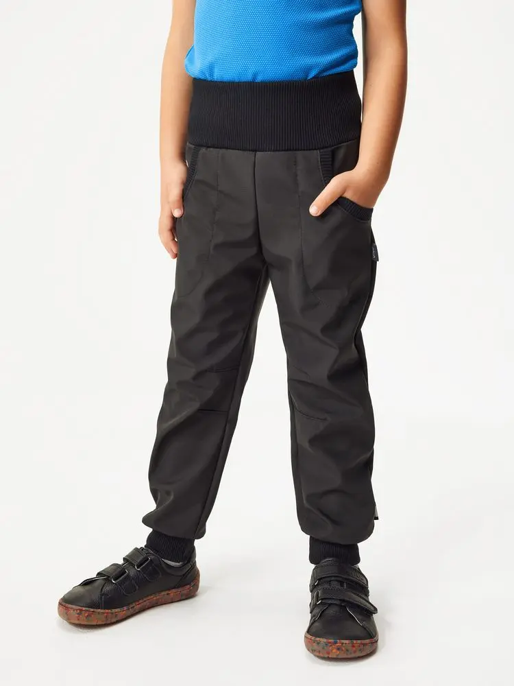 Unuo, Softshellové kalhoty s fleecem Street, Černá (Unuo Softshell kids trousers, black) - 98/104 - 2-4 roky