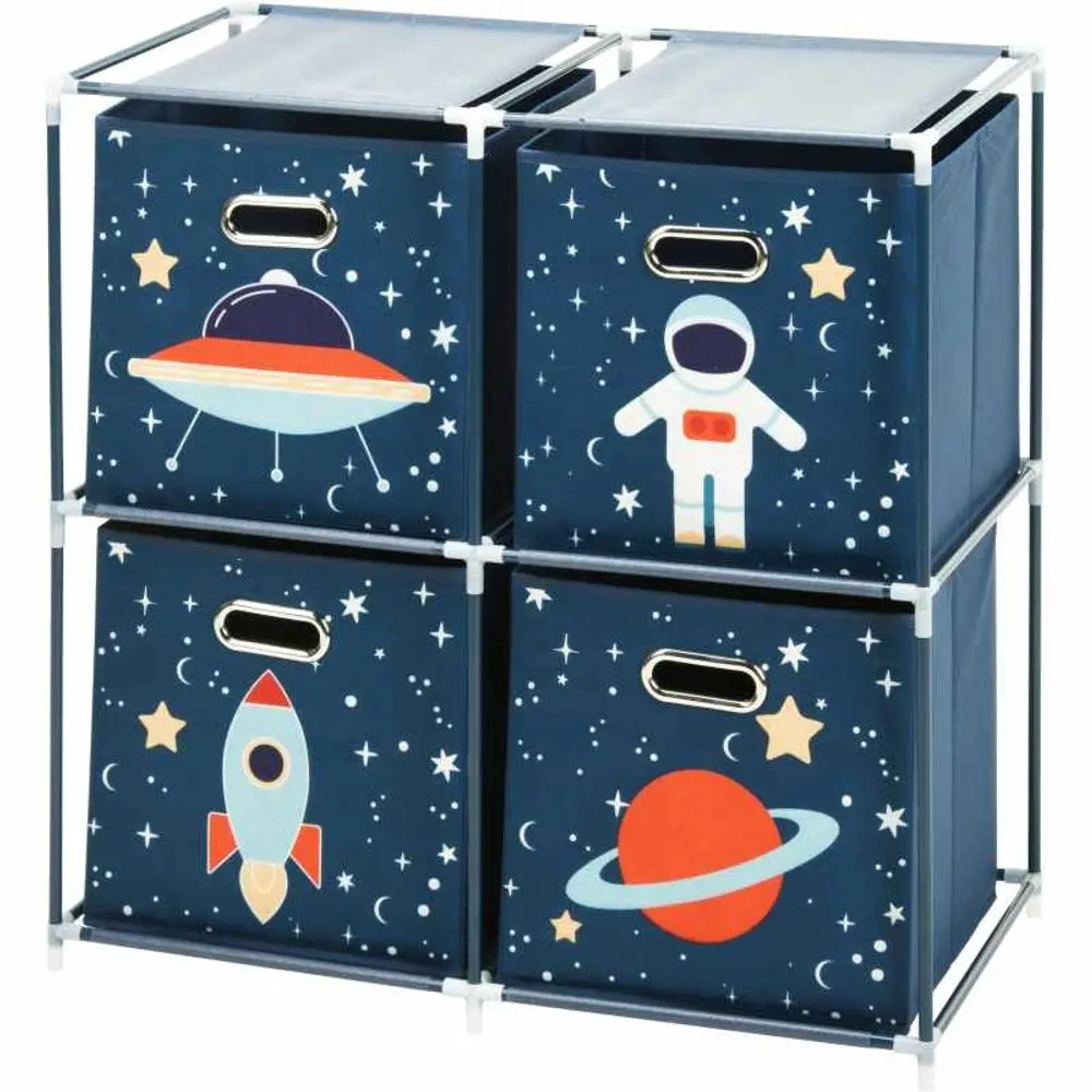 Storagesolutions Regál na hračky s boxy Vesmírná mise, 68 x 35 x 70 cm tmavě modrý C80653180