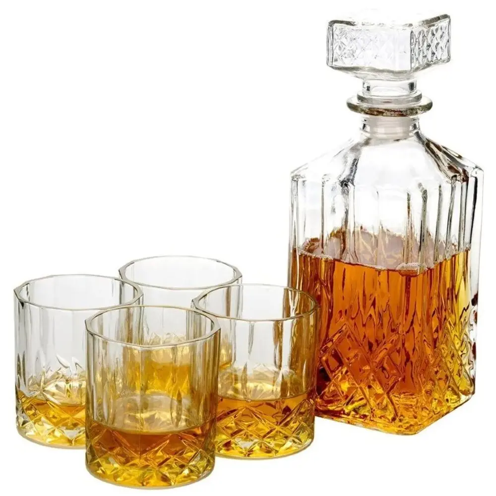 EH Excellent Houseware Karafa na whisky se 4 šálky, 900 ml transparentní YE7300760