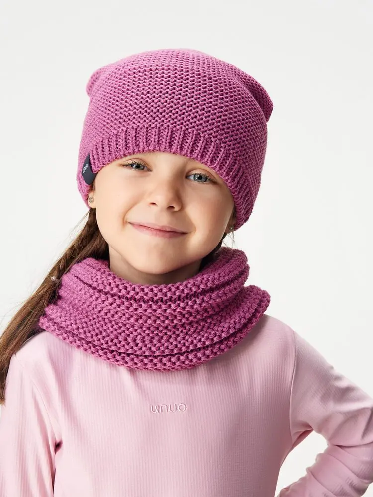 Dětská čepice UNUO pletená Warm, Růžová Velikost