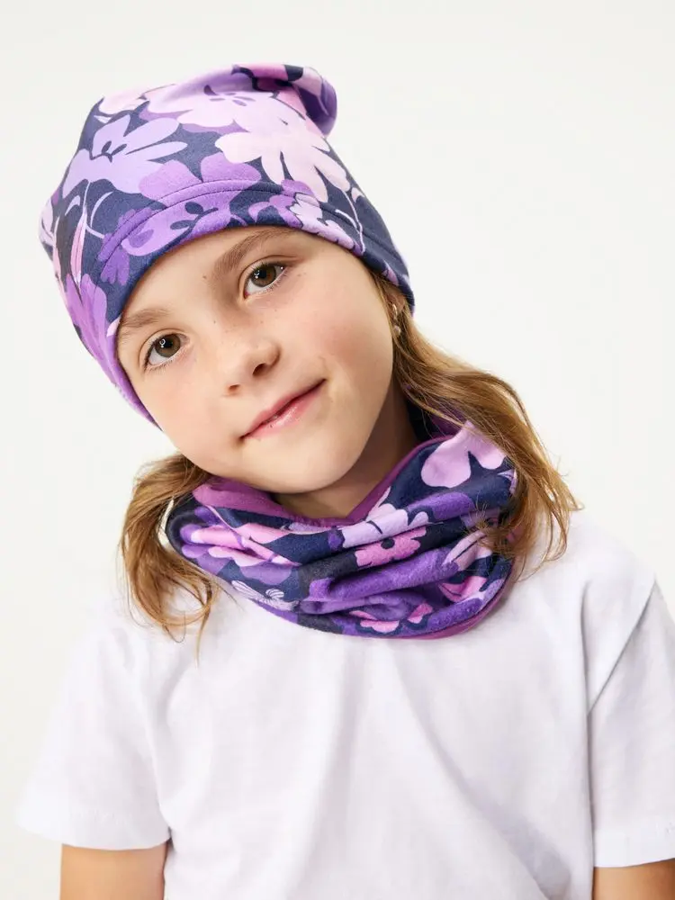 Unuo Dětská čepice fleecová Homeless, Kytky - S (45-48 cm) - 1-3 roky