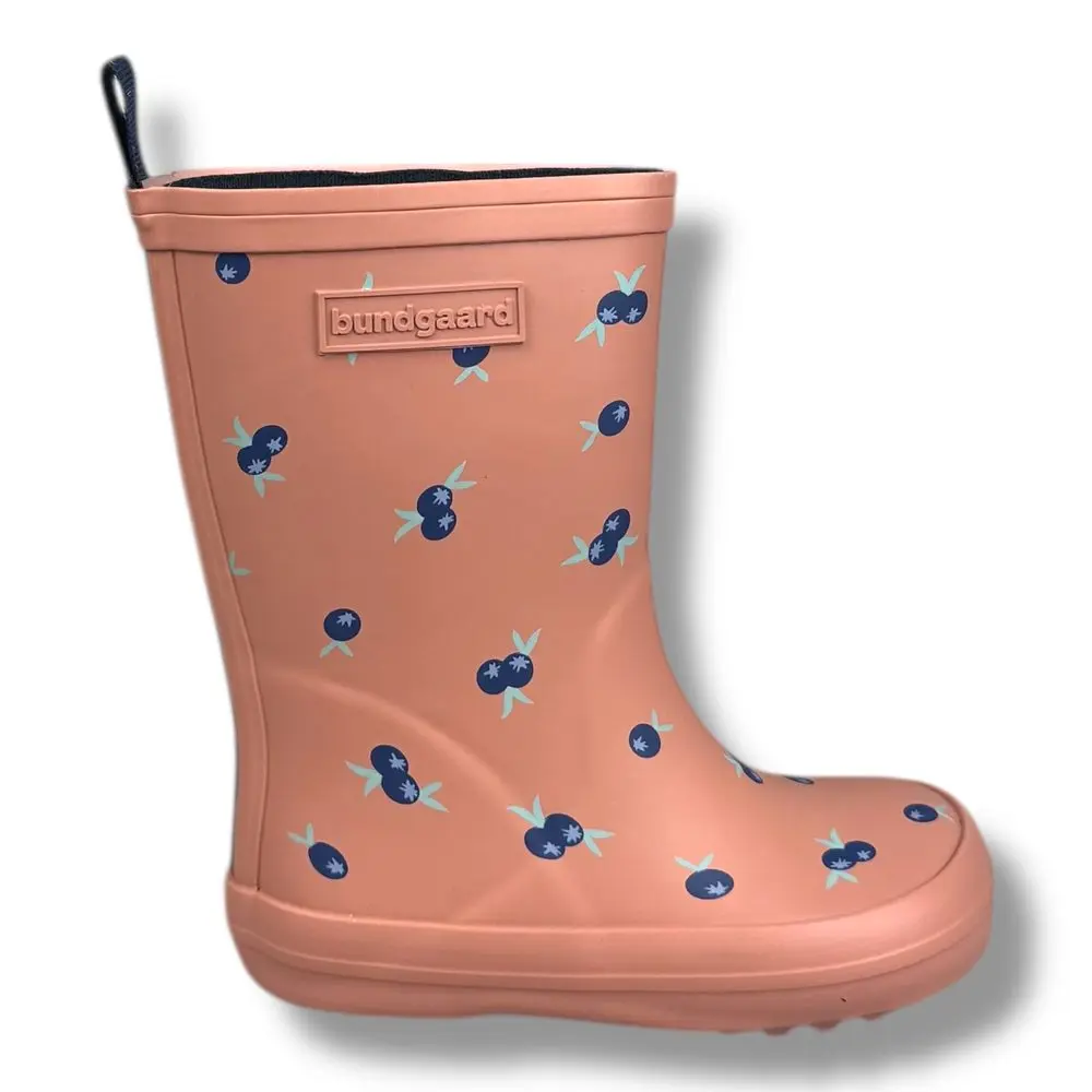 Bundgaard Charly – barefoot dětské holínky s užší patou a širší špičkou Blush Berry -