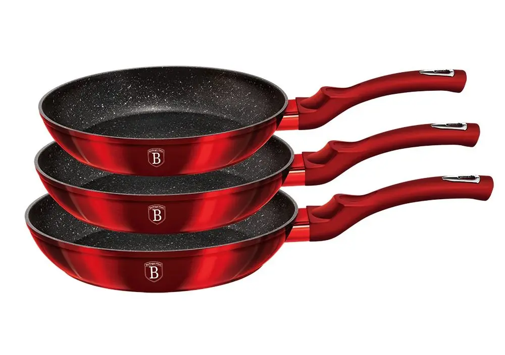 BERLINGERHAUS Sada pánví s mramorovým povrchem 3 ks Burgundy Metallic Line BH-1288