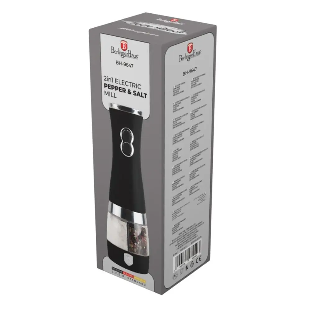 BERLINGERHAUS Elektrický mlýnek na pepř a sůl 2 v 1 Black Collection BH-9647
