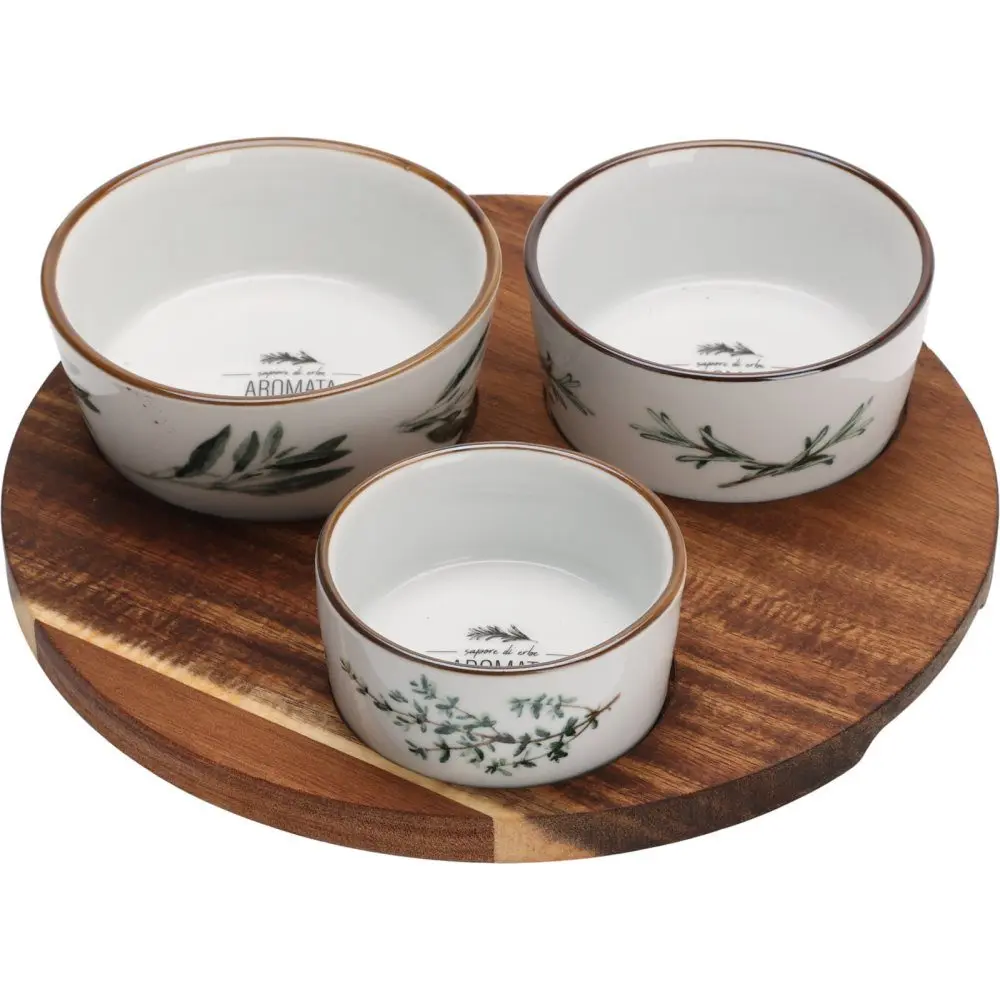 EXCELLENT HOUSEWARE Sada misek na pochutiny servírovací s kulatým tácem 4 ks KO-210000930