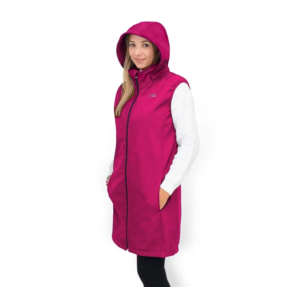 ESITO Dámská dlouhá softshellová vesta Raspberry pink - malinová -