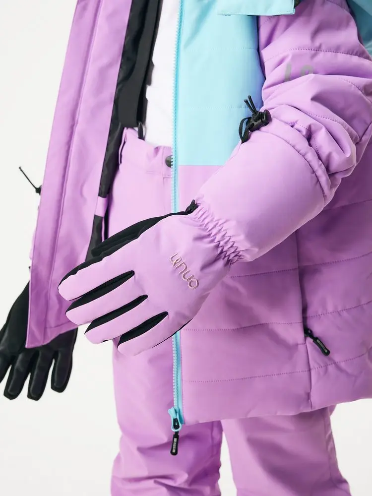 Unuo Dětské zimní rukavice prstové Ski, Lila - L - 7-9 let