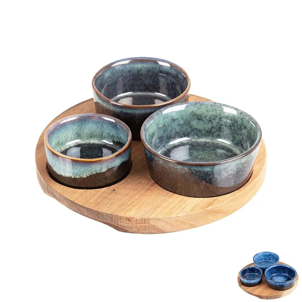 EXCELLENT HOUSEWARE Servírovací misky s kulatým podnosem sada 4 ks modrá KO-278000710modr